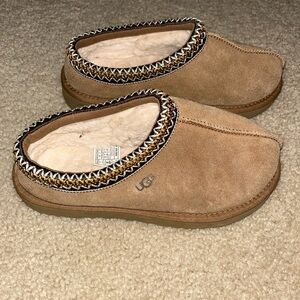 UGG Beige Suede Slippers with Plush Lining